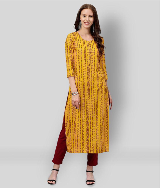 KIPEK - Yellow Rayon Womens Straight Kurti - S