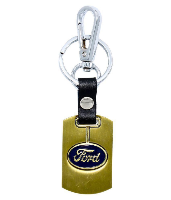 Americ Style Ford Golden Metal Swinging Logo Locking Locking Key Chain  (Gold)