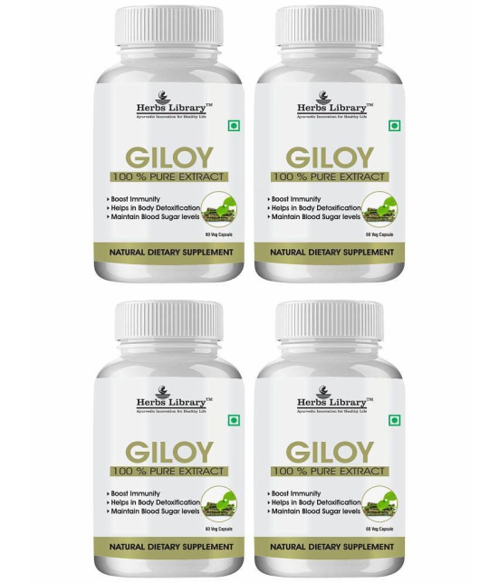 Herbs Library Giloy Immunity Booster, 60 Capsules Each (Pack of 4)