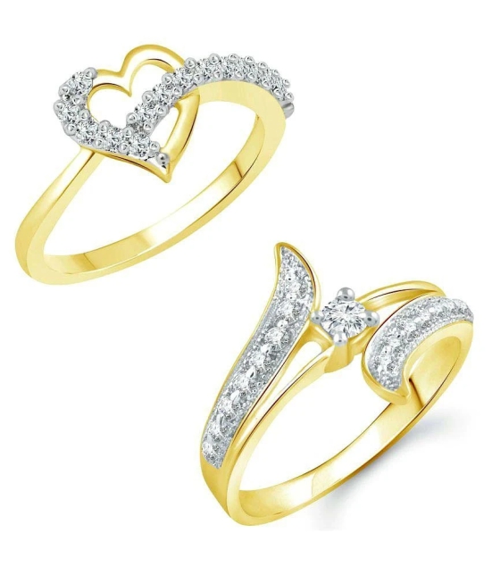 Vighnaharta Finger Shine Heart CZ Gold and Rhodium Plated Alloy Combo Ring set for Women and Girls [1076FRG-1002FRG] - [VFJ1234FRG10] - None