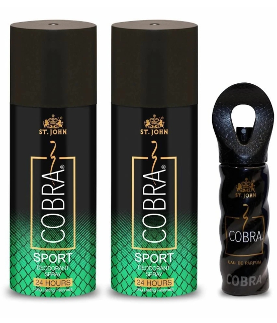 ST.JOHN Cobra Sport 150ml*2 & Cobra 15ml Deodorant Spray & Perfume for Men (315ml) Pack of 3