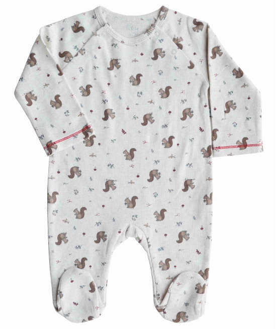 All Over Squirrrel Printed Sleeper/Full Romper with Feet (100% Cotton)