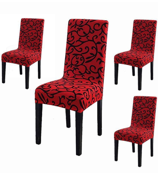 House Of Quirk 1 Seater Polyester Chair Cover ( Pack of 4 ) - Red