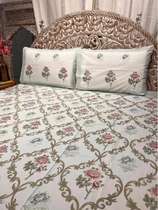 Hand Block Cotton Bedsheet | Ambrose Bedsheet-Super King