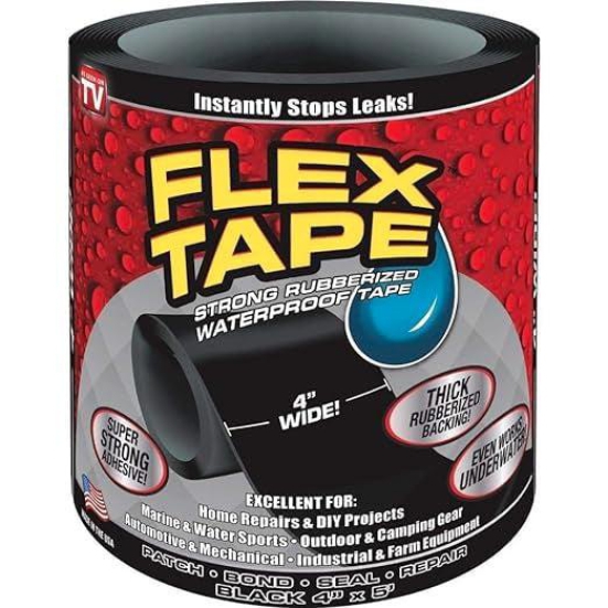Flex tape Strong Rubberized Waterproof Flex Tape Strong Adhesive Waterproof Sealant Tape Instantly Stops Leakages. Permanent Repair for Roof Leaks, Surface Crack, Water tank etc.