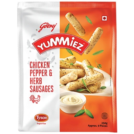 Goorej Yummiez Chicken Pepper & Herb Sausages, 250 Gm