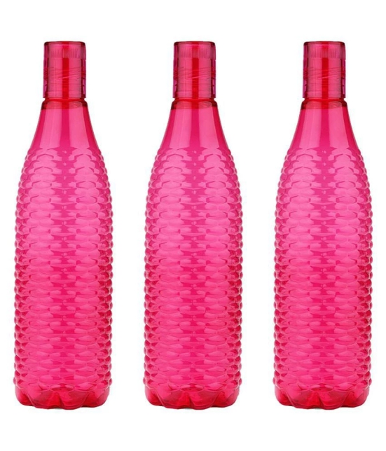 Oliveware Premium Mosaic Range Plastic Water Bottle, 1L, Set of 3, Pink - Pink