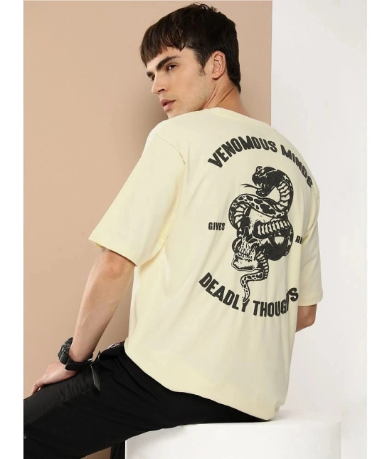 Difference of Opinion Cotton Oversized Fit Printed Half Sleeves Mens T-Shirt - Off White ( Pack of 1 ) - None