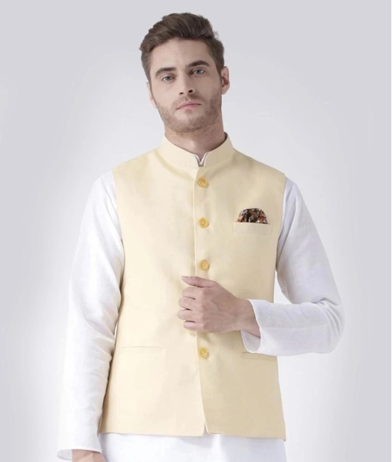 Hangup Yellow Linen Nehru Jacket - None