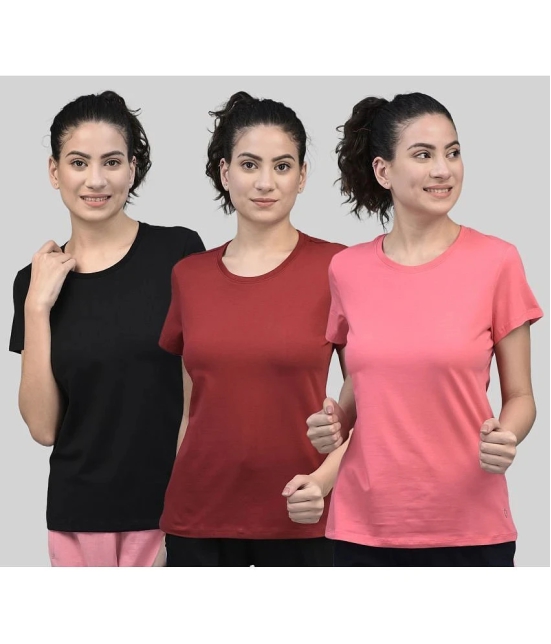 Dollar Multicolor Cotton Blend Regular Fit Womens T-Shirt ( Pack of 3 ) - None