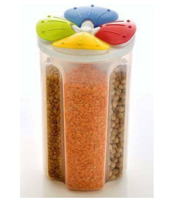 kamaly Spice, Grocery, Nuts Storage Container with 4 Section - 2200ml Set of 1 - White