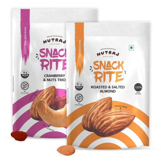 Nutraj Snackrite Cranberry & Nuts Trio & Almond Roasted & Salted - Combo 300gm