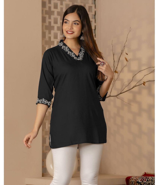 Kapadia Black Rayon Womens Regular Top ( Pack of 1 ) - None