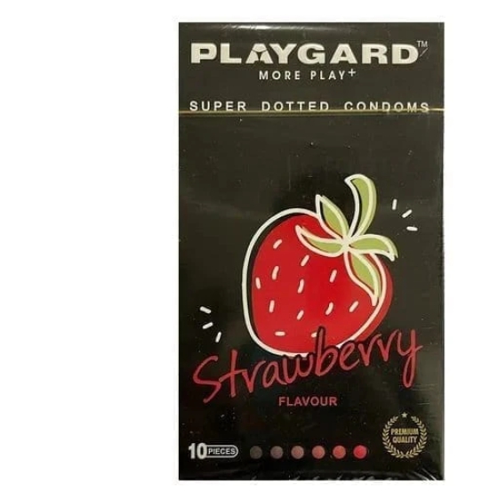 Playgard More Play Super Dotted Condom Strawberry flavoured 10's