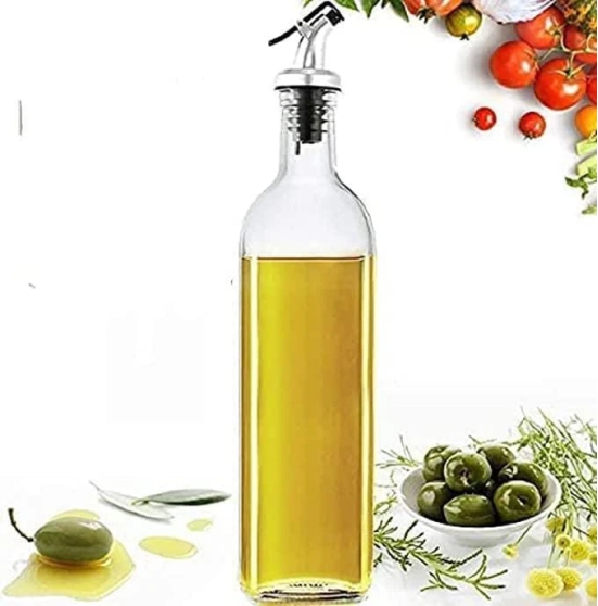 Uttamrobotics Oil Dispenser Bottle Vinegar Bottle 1000ml Glass Bottle for Cooking Lead for Kitchen pack of 2