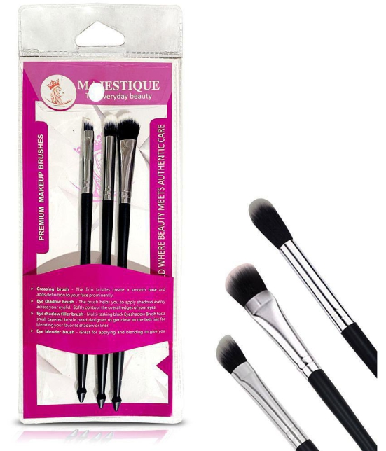 Majestique 3Pcs Eye Makeup Brush Set, Contour Shading, Eyeshadow Filler, Large Brush & Smudge Brush