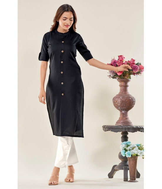 Glomee - Black Cotton Women's Straight Kurti ( Pack of 1 ) - None