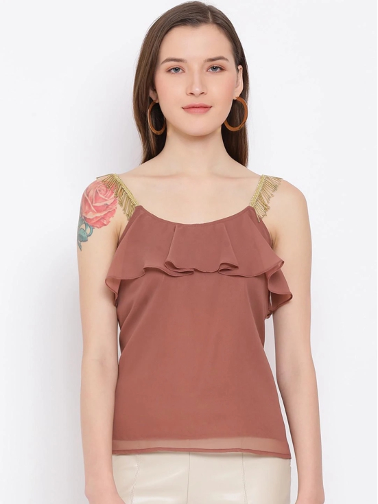 ALL WAYS YOU Women Top Crepe fabric  Brown XS