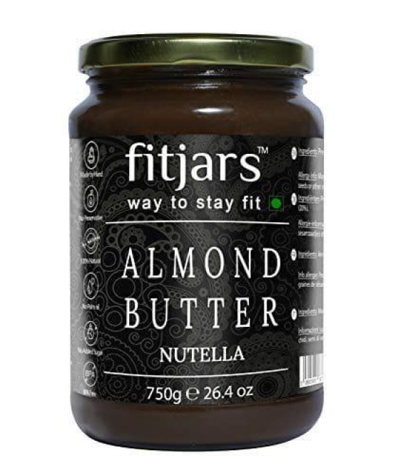 FITJARS Almond Butter with Nutella , 750 g (Nut butter , Stone Ground )