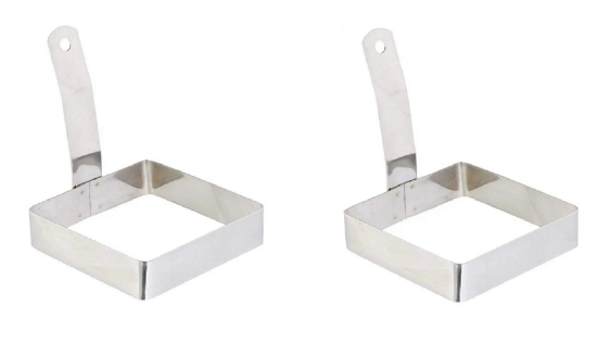 DYNAMIC STORE Dynore Stainless Steel Square Egg Ring with Handle- Set of 2