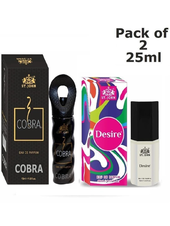 St. John Cobra 15ml & Desire 10ml Long Lasting Pocket Perfume for Men 25 ml ( Pack of 2 )