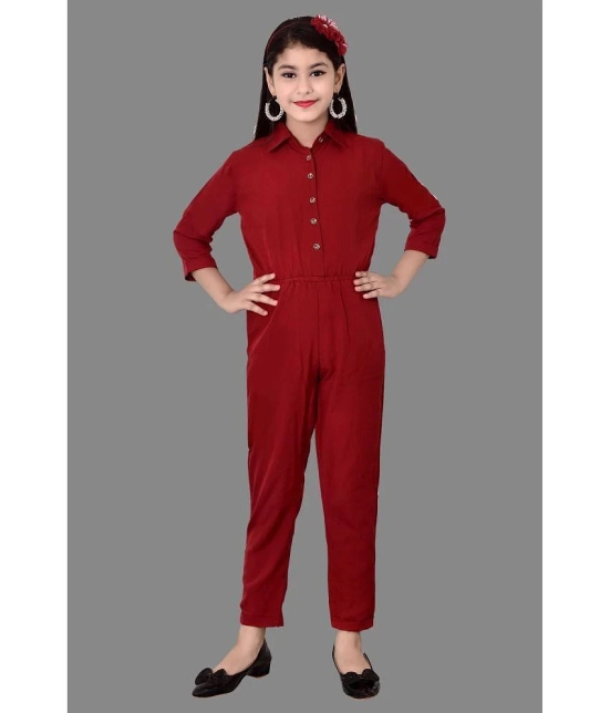 Arshia Fashions - Maroon Crepe Girls Jumpsuit ( Pack of 1 ) - None