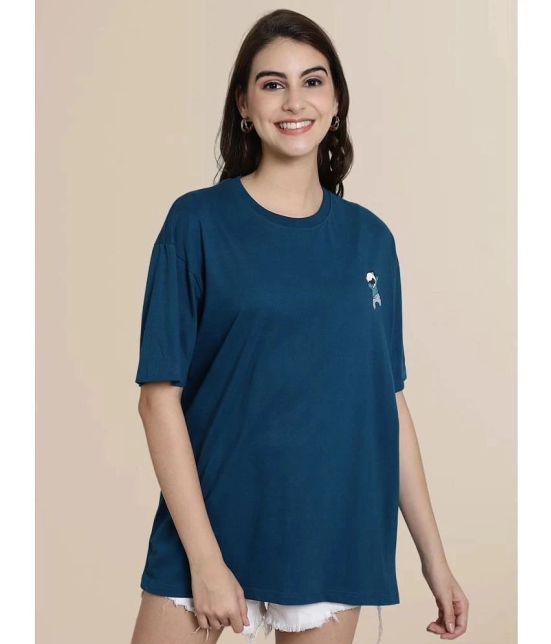 Fabflee Blue Cotton Loose Fit Womens T-Shirt ( Pack of 1 ) - None