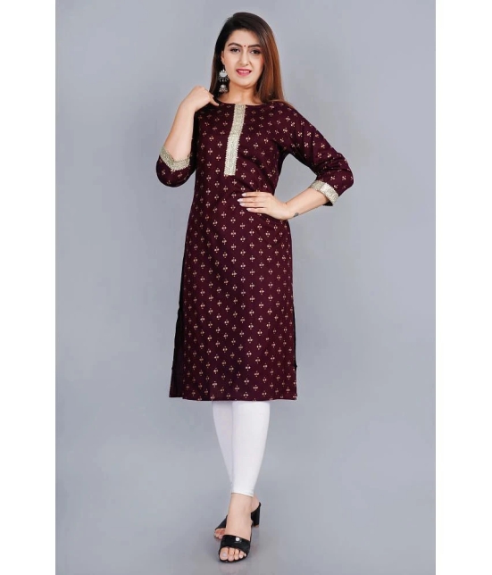 SIPET - Coffee Rayon Womens Straight Kurti ( Pack of 1 ) - None