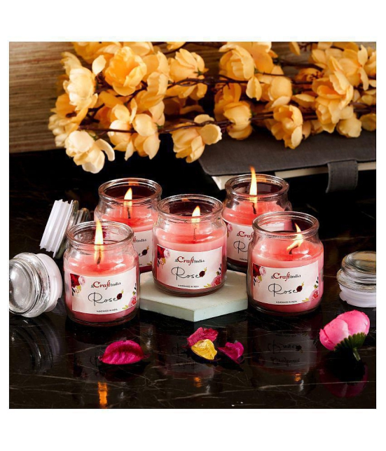 eCraftIndia Rose Votive Jar Candle Scented - Pack of 5