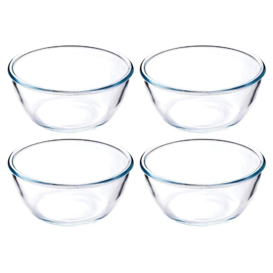 Femora Borosilicate Glass Solid Microwave Safe All-Purpose Mixing Bowl (3600 ml) - Set of 4.