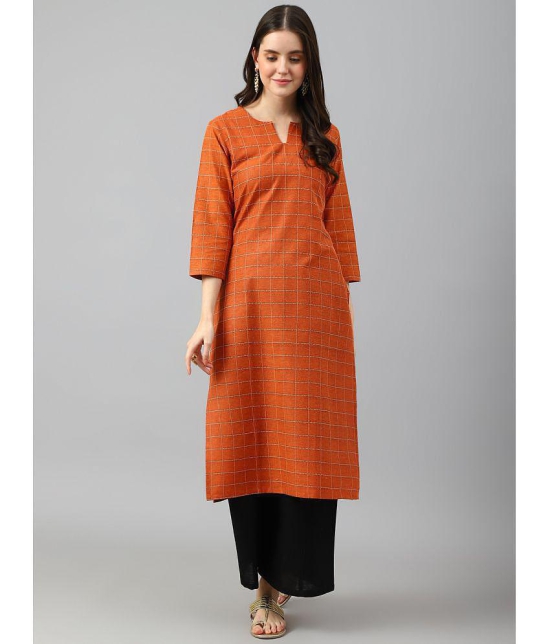 Hritika - Rust Cotton Women''s Straight Kurti ( Pack of 1 ) - None