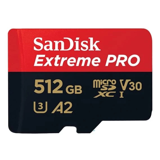 SanDisk Extreme Pro 512GB microSDXC UHS-I, V30, 200MB/s Read, 140MB/s Write, Memory Card for 4K Video on Smartphones, Action Cams and Drones