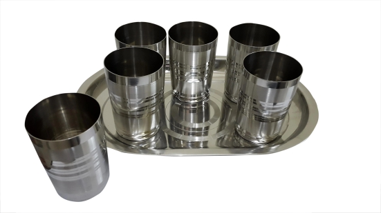 DYNAMIC STORE Set of 6 Glass and 1 Tray