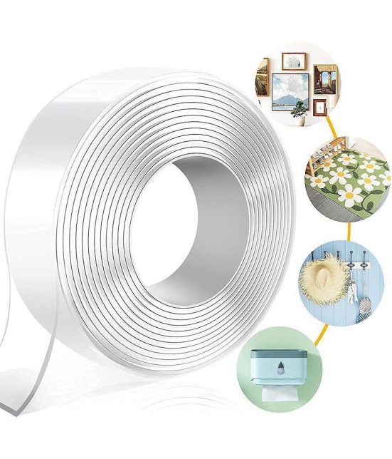 SHB 3 Meter Double Sided Tape - Adhesive Silicone Tape, Heavy Duty, Heat Resistant, Multi-Functional, Removable, Washable, Reusable Anti-Slip Gel Nano Grip Tape (2 MM) - White