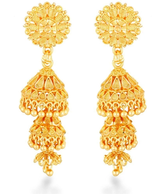 VIVASTRI Golden Jhumki Earrings ( Pack of 1 ) - Golden