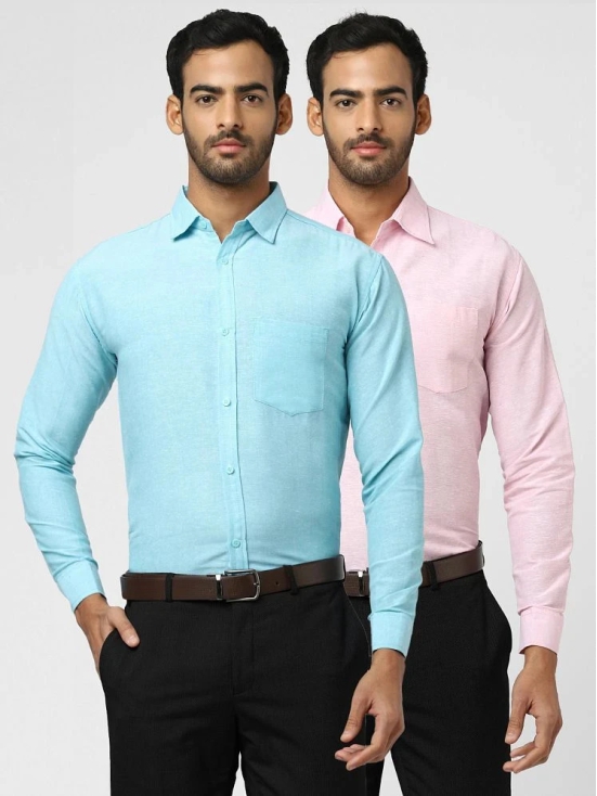 DESHBANDHU DBK - Multicolor Cotton Regular Fit Mens Formal Shirt (Pack of 2) - None