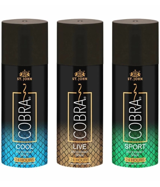 ST.JOHN Cobra Live,Cool,Sport Deodorant Spray for Men 150ml Each (450ml) Pack of 3