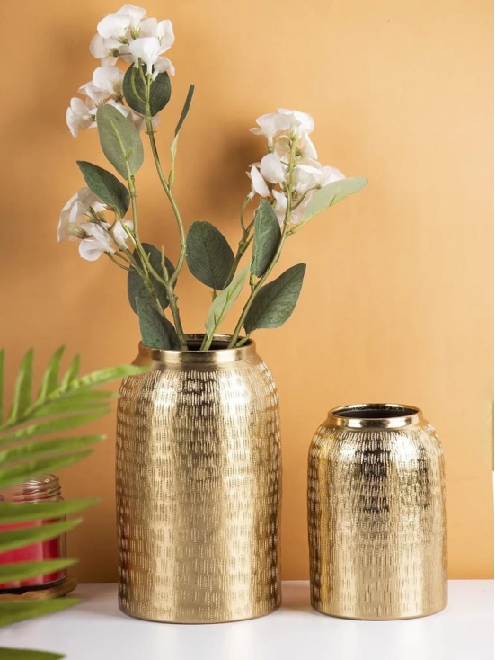 Decorative Modern Gold Metal Table Flower Dolchi Shape Vase for Festive Décor