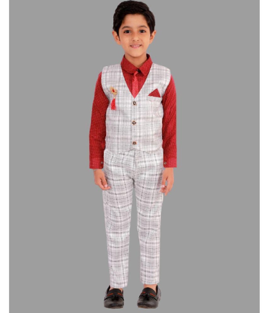 DKGF Fashion - Maroon Cotton Blend Boys Shirt & Pants ( Pack of 1 ) - None