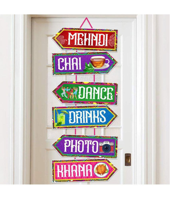 Zyozi Haldi Ceremony Door Decoration - 6Pcs Mehndi Party Door Board,1Pc Ribbon & 1Pc Glue Dot Pack Of 8 Pcs | Door Board Decoration for Wedding Party,Wedding Decoration Items|Haldi Ceremony 