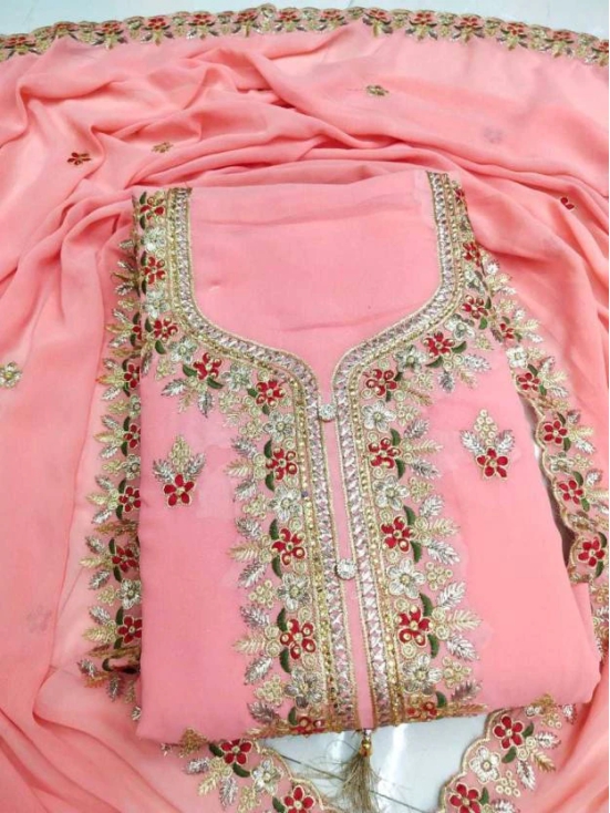 Unstitched Georgette Salwar Suit Material Embroidered