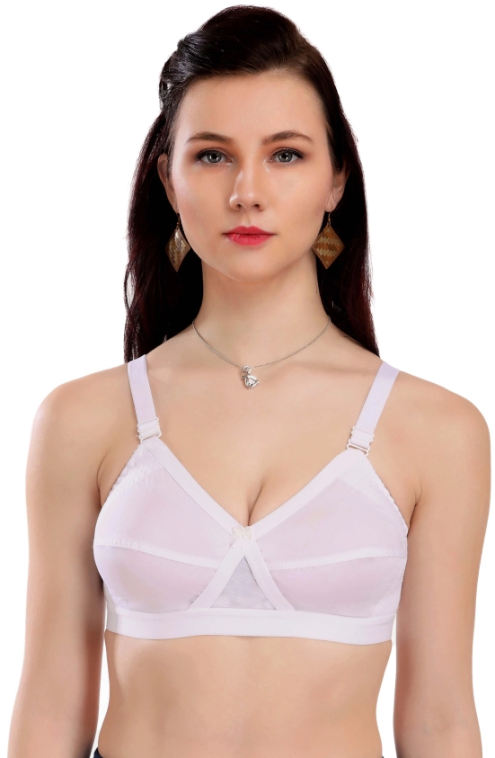 Eves Beauty Women Full Coverage Non Padded Bra-32D / White / Cotton