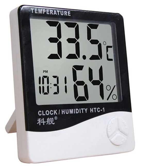 HTC1-Temperature, Humidity, Time Display Meter with Alarm Clock, Wall Mount or Table Top