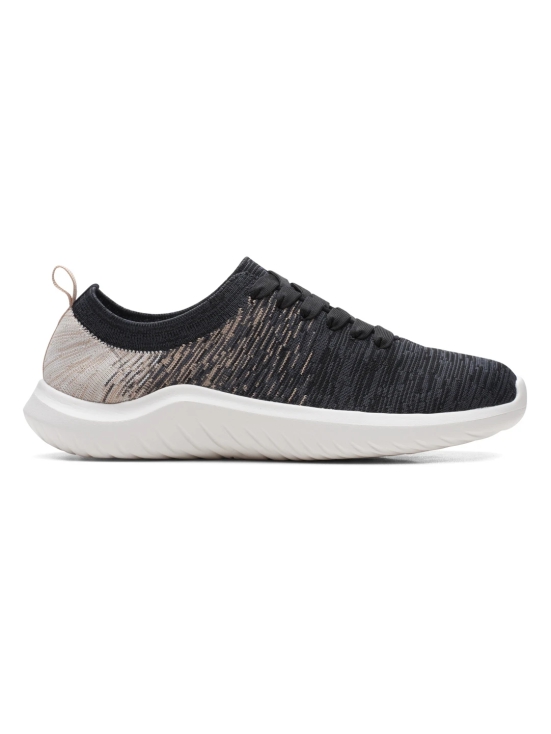 CLARKS BLACK WOMEN NOVA GLINT LACE UP SNEAKERS