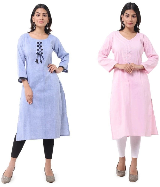 DESHBANDHU DBK - Multicolor Cotton Womens Straight Kurti ( Pack of 2 ) - None