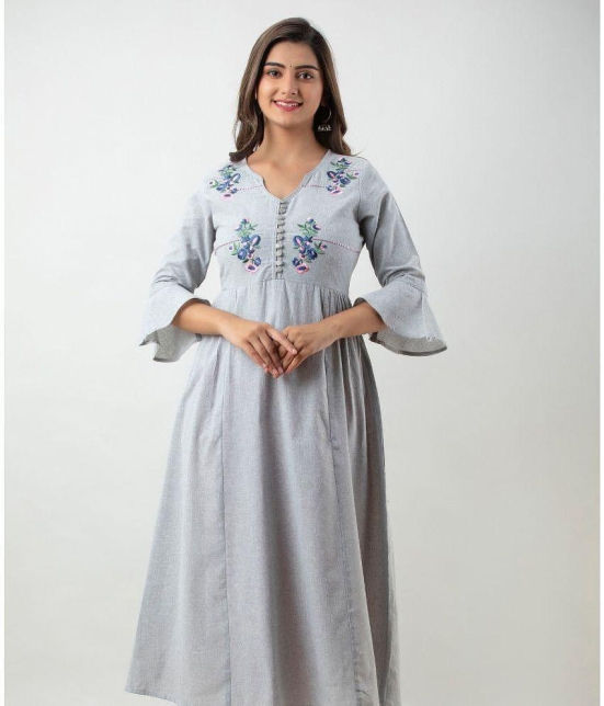 MAUKA - Light Grey Rayon Women's Flared Kurti ( Pack of 1 ) - None