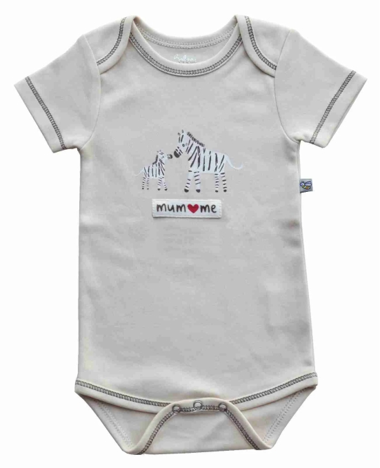 Cream Mum & MeZebra Printed BabyBody/Onesie(100% Cotton Interlock)