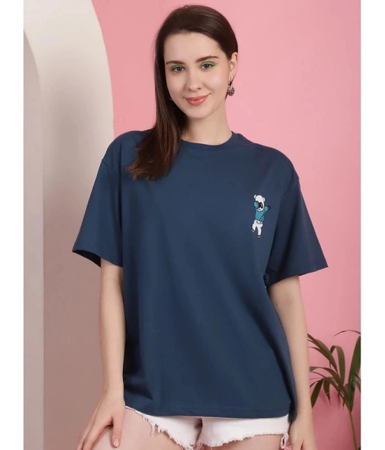 Fabflee Turquoise Cotton Womens T-Shirt ( Pack of 1 ) - None