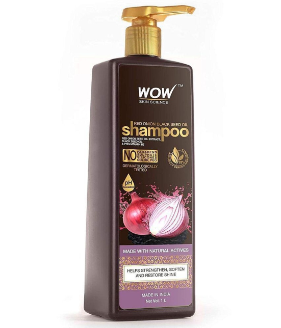 WOW Skin Science Red Onion Black Seed Oil Shampoo With Red Onion Seed Oil Extract, Black Seed Oil & Pro-Vitamin B5 - Vol 1 L