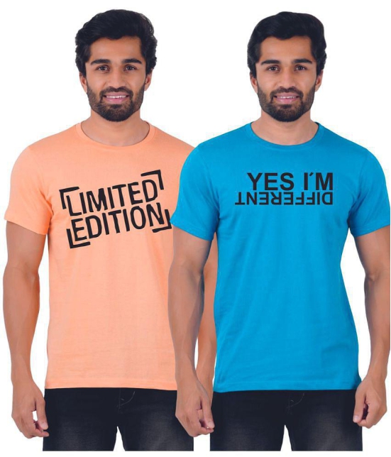 ferocious - Orange Cotton Regular Fit Men's T-Shirt ( Pack of 2 ) - None